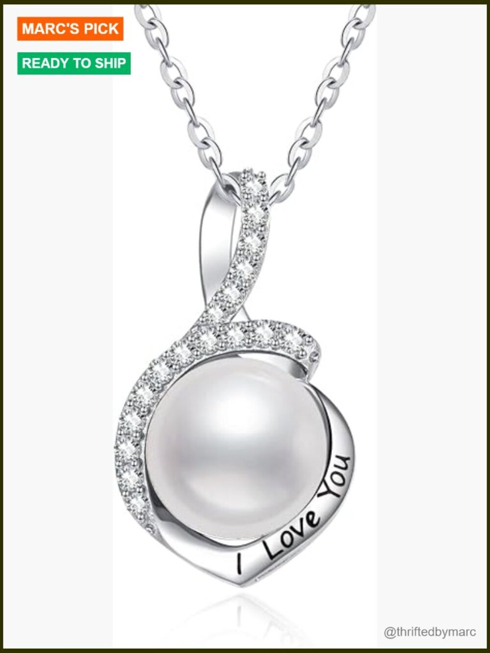 925 Sterling Silver Black Pearl Necklace, Infinity Pendant, 20in